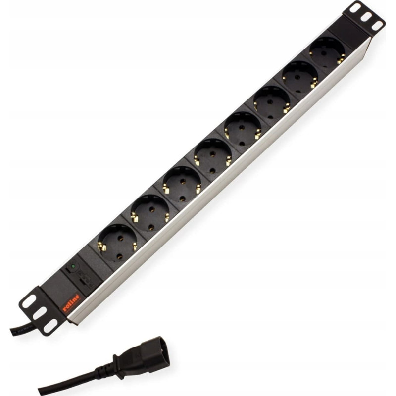 Roline Listwa zasilająca Roline ROLINE 48.26cm 19 Zoll socket strip 8-fold plus C14-plug Aluminium 2.0 m - 19071622