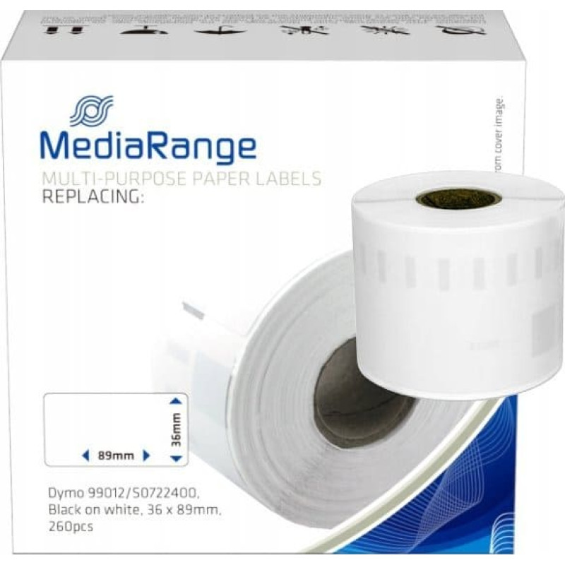 Mediarange MediaRange ge Schriftband 36x89mm schw/weiß Dymo 99012/S0722400 260Stk