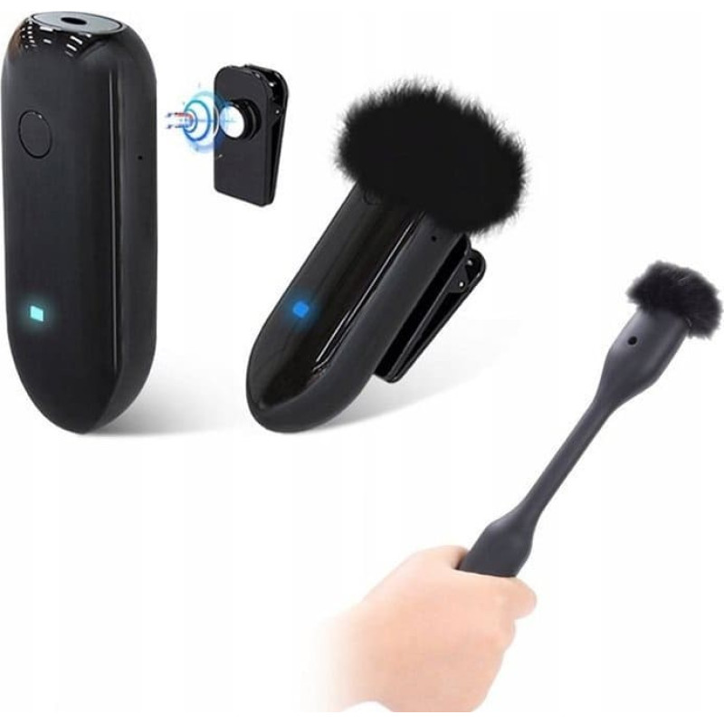 Lensgo Mikrofon LensGo Mikrofon Krawatowy Bezprzewodowy 3,5mm Zasięg 80m + Uchwyt Ręczny LENSGO / 318C