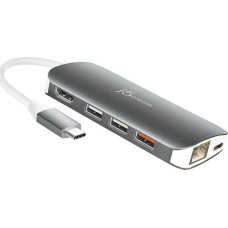 J5Create HUB USB j5create j5create JCD383 USB 3.2 Gen 1 (3.1 Gen 1) Type-C Srebrny, Biały