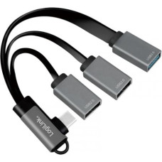 Logilink USB3.2 Hub USB-C/M 90, to 3xUSB-A/F, 0.15m
