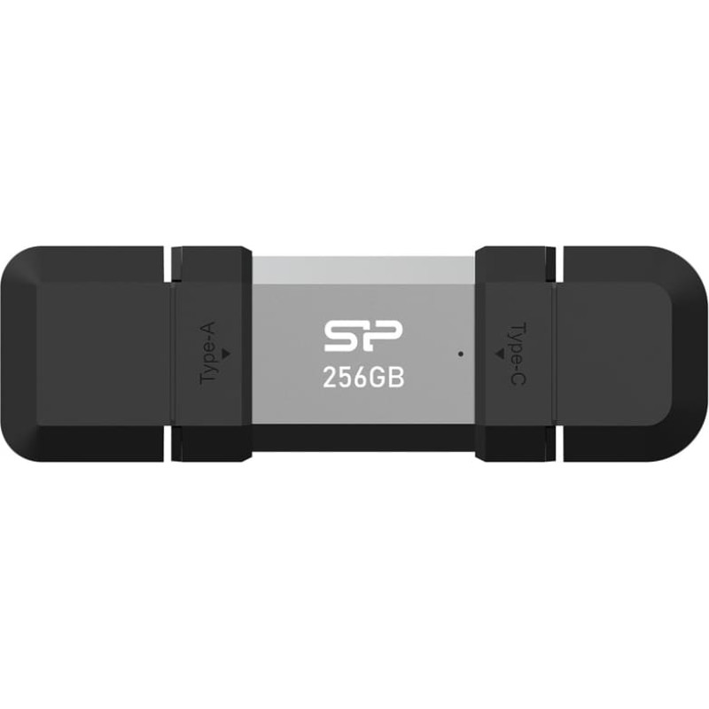 Silicon Power SP256GBUC3C51V1S USB zibatmiņas disks 256 GB USB A tipa / USB C tipa 3.2 Gen 1 (3.1 Gen 1) Melns, Sudrabains