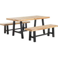 Beliani Zestaw ogrodowy drewniany stół i 2 ławki czarny SCANIA