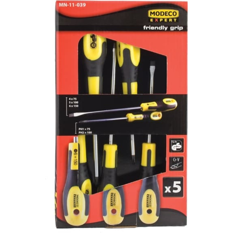 Modeco Komplet wkrętaków FRIENDLY GRIP 5szt. - MN-11-039