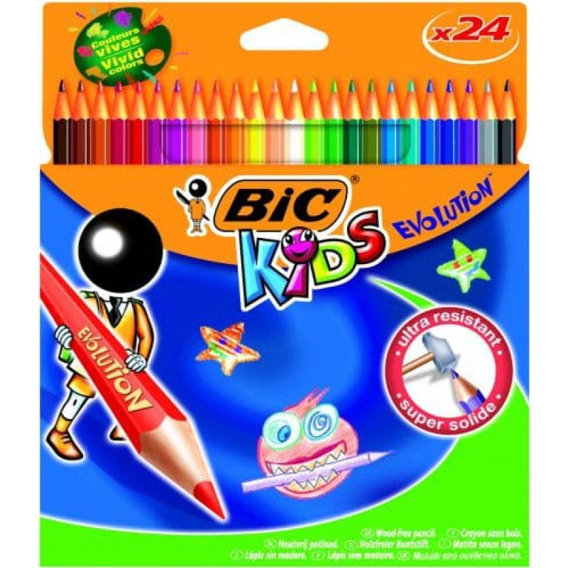BIC KREDKI OŁÓWKOWE BIC KIDS EVOLUTION ECOLUTIONS PUDEŁKO 18+6 SZT - 920298