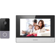 Hikvision Zestaw wideo domofonu DS-KIS603-P(B) IP dla willi lub domu, Stacja bramowa: DS-KV6113-WPE1 x1, Monitor: DS-KH6320-WTE1 x1, Zasilacz