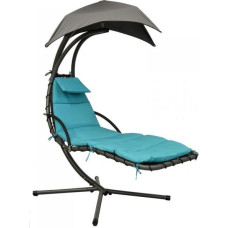 Saska Garden Huśtawka fotel wiszący bujany z parasolem Lizbona szaro-turkusowa