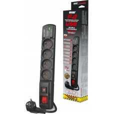 Acar Listwa zasilająca Acar Listwa zasilajšca F4 USB A+C 3m 4x 230V PD3.0 QC Czarna