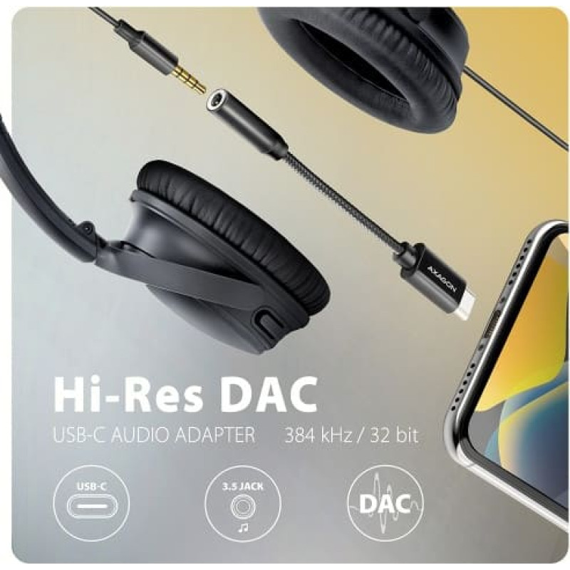 Axagon ADA-HC External USB-C Sound Card 32bit DAC 3.5mm (F) connector, 384kHz