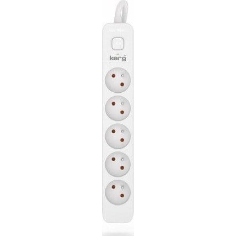 Kerg Przedłużacz KERG z wyłącznikiem-5 gniazd-biało-szary-10m-16A-H05VV-F-3x1,5mm2