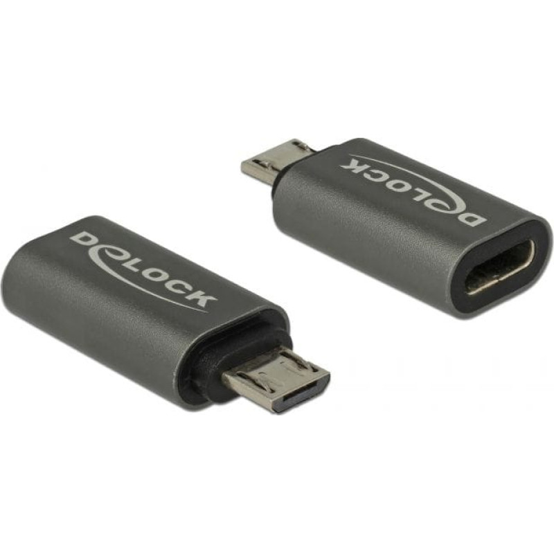 Delock USB 2.0 Adapter, Micro-USB Stecker > USB-C Buchse (anthrazit)