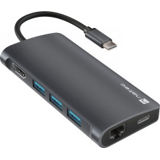 Natec HUB USB Natec MULTIPORT ADAPTER NATEC FOWLER 2 V2 USB-C->HUB USB 3.0 3X, HDMI 4K, USB-C, RJ45, SD, MICRO SD