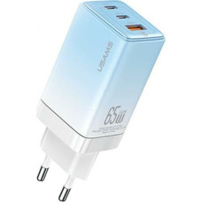 Usams Ładowarka Usams USAMS Ład. siec. 2xUSB-C+1xUSB 65W (only head) GaN PD3.0 +QC3.0 Fast Charging niebieski/gradient blue Sandru Series CC180TC04 (US-CC180)