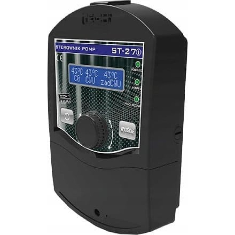 Tech Sterownik ST-27I do instalacji (2 pompy) - pompa CO, CWU lub podłogową, czarny