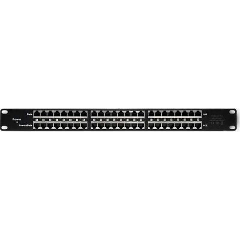 Qoltec Patch panel RACK 48V 24 porty Passive PoE Injector Czarny (54477)