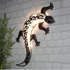HI Kinkiet HI Solarna lampa ścienna LED do ogrodu, w kształcie gekona