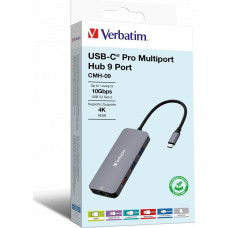 Verbatim Stacja/replikator Verbatim Hub USB Verbatim Multi Port CMH-09: 2xUSB-C 3.1, 1xUSB-A 3.1, 2xUSB-A 3.0, HDMI, RJ-45, SD/microSD