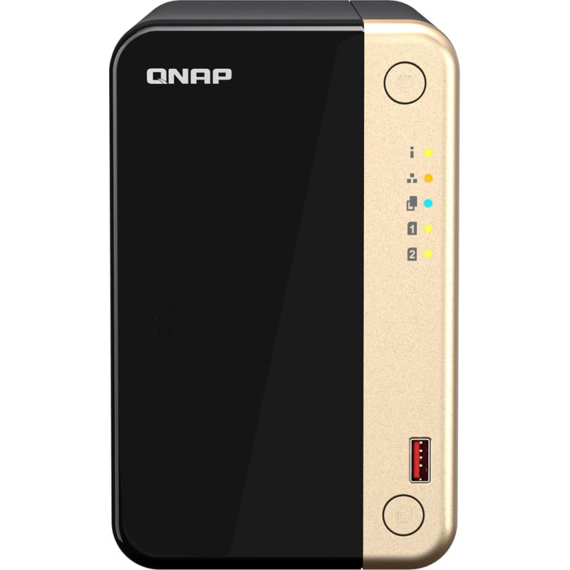 Qnap TS-264 NAS tornis Intel® Celeron® N5095 8 GB 0 TB QTS Melns, Zeltains