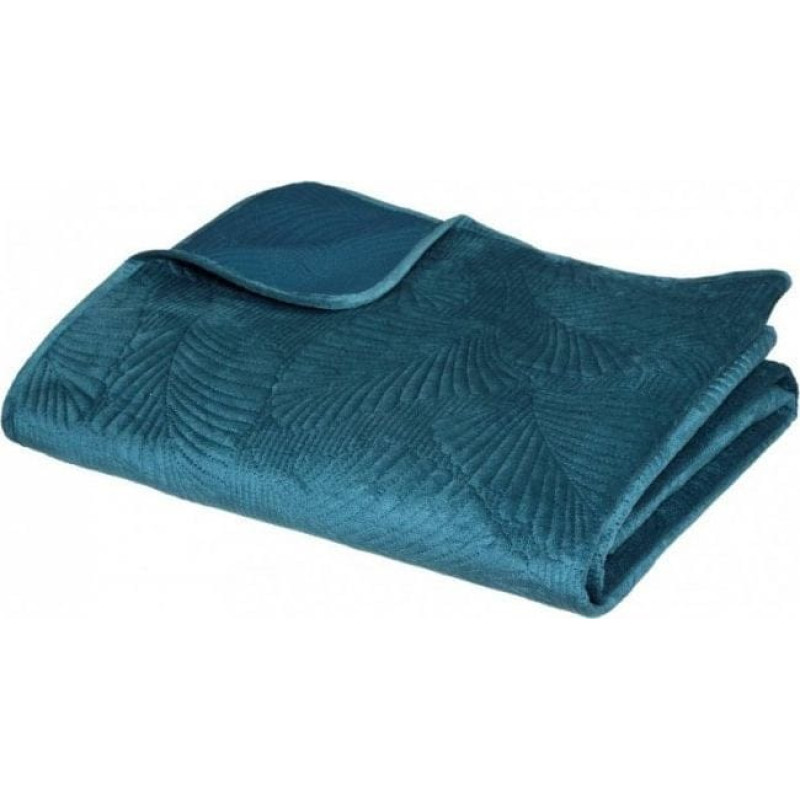 Dekoracja Domu Narzuta Leaf Blue 240x260 cm welurowa