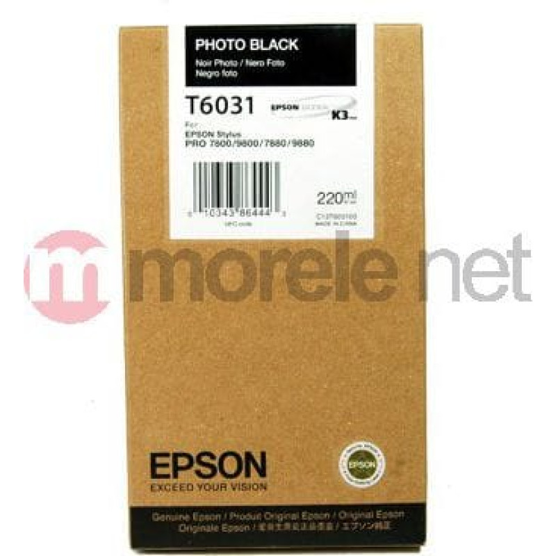 Epson Tusz Epson Wkład atramentowy Czarny Stylus do 7800/7880/9800/9880 photo (220ml) (C13T603100)