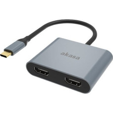 Akasa Stacja/replikator Akasa USB-C - HDMI x2 Szary  (AK-CBCA26-18BK)