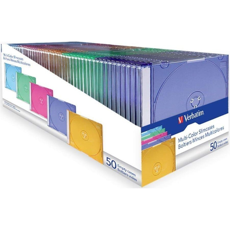 Verbatim VERBATIM EMPTY SLIM JEWEL CASE 50 PACK MULTI COLOUR