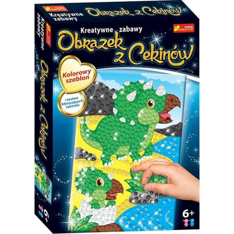 Ranok Dinozaur Triceraptos obrazek z cekinów Kreatywne Zabawy