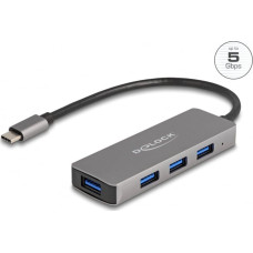 Delock HUB USB Delock DeLOCK 63173 huby i koncentratory USB 3.2 Gen 1 (3.1 Gen 1) Type-C 5000 Mbit/s Czarny
