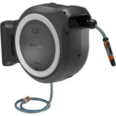 Gardena GARDENA battery-powered wall hose box PowerRoll XL 18V P4A, 35 meters, hose reel (grey/white, Li-Ion battery 2.5Ah, POWER FOR ALL ALLIANCE)