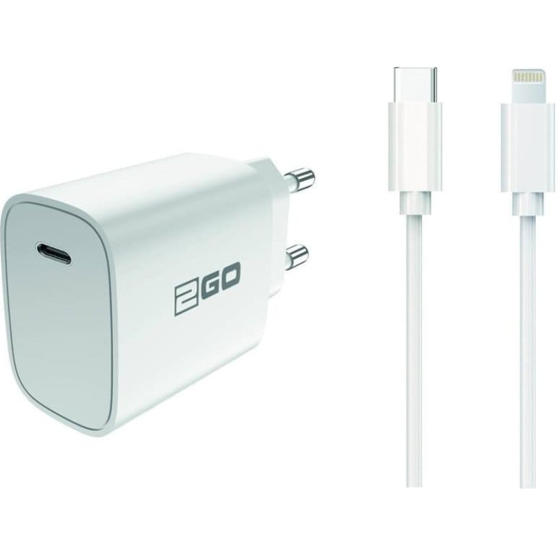 2GO Ładowarka 2GO 2GO Ladegerät 20W 1x USB-C inkl. Kabel USB-C auf lightn.weiß