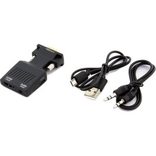 Apte Adapter AV Apte HDMI - D-Sub (VGA) + Jack 3.5mm czarny (1267-uniw)