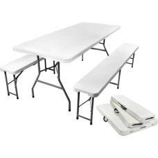 Malatec Stół ogrodowy składany 180cm + 2 ławki