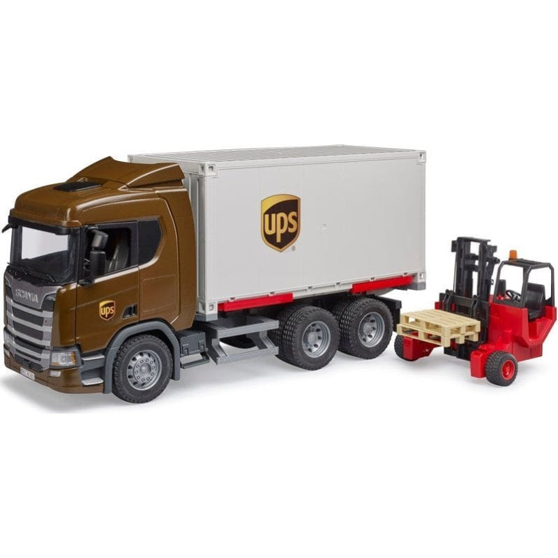 Bruder Pojazdy Scania Super 560R Kontener UPS z wózkiem widłowym