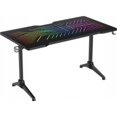 Deltaco Biurko Deltaco Deltaco Gaming RGB-LED Tisch m. Glas/Kabelmanag./Headsetha