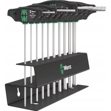 Wera Wera 454/10 HF Set Imperial 2 T-handle screwdrivers + rack, 10 pieces (black/green, imperial, with holding function)