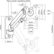 Maclean Monitor wall mount gas spring Maclean MC-458