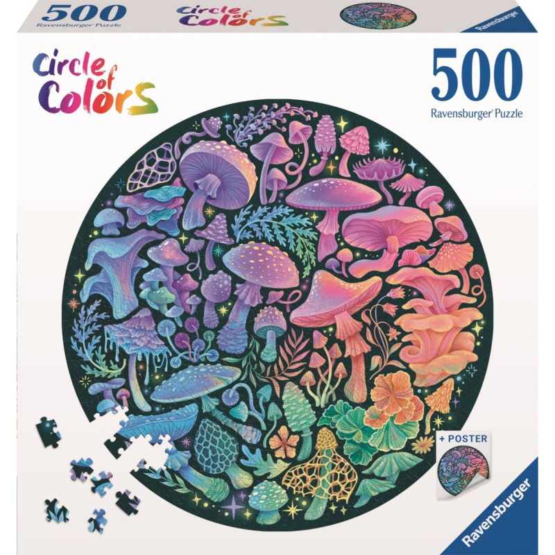 Ravensburger Puzzle 500 elementów Paleta kolorów Grzyby