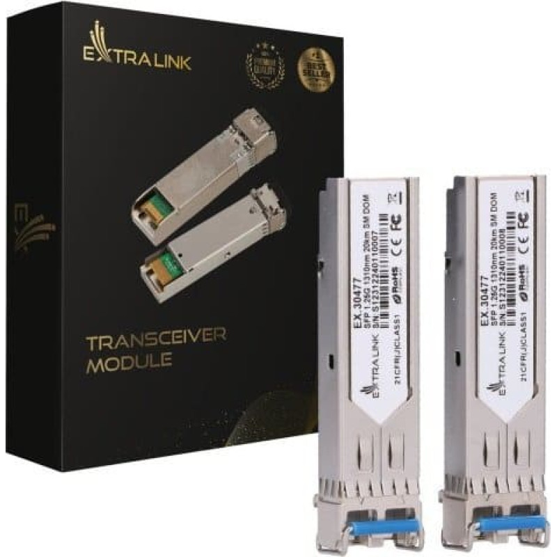 Extralink Moduł SFP ExtraLink EXTRALINK SFP 1.25G 1310NM 20KM SM DOM 2-PACK (DEDICATED TO HP/ARUBA)