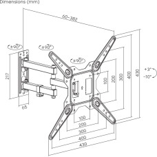 Maclean TV vai monitora stiprinājums, universāls, max VESA 400x400, 23-55