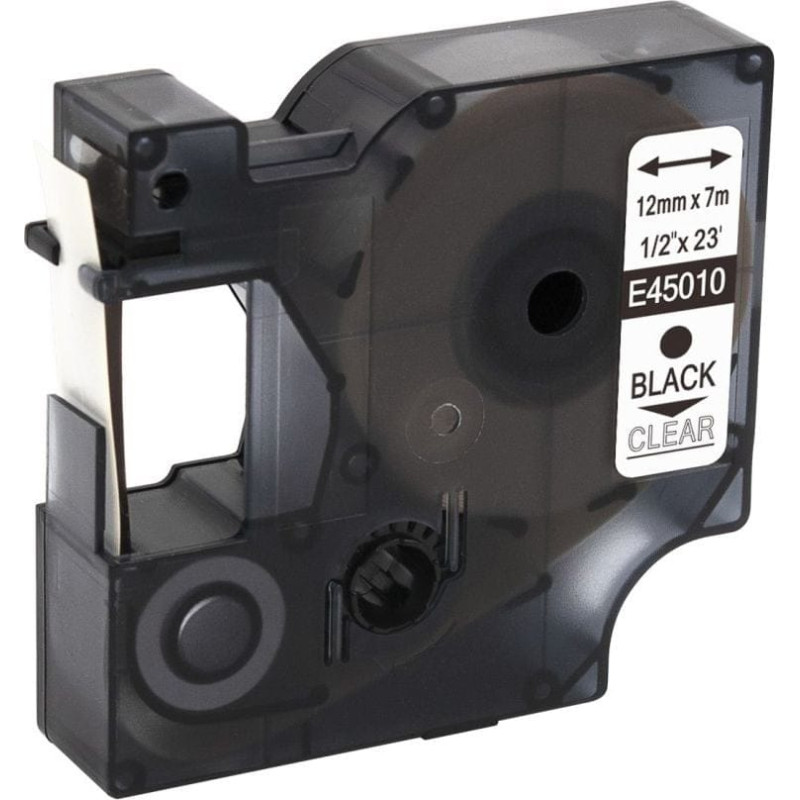 Strefa Drukarek Taśma Dymo D1 zamiennik 45010 12mm x 7m przeźroczysta/czarny nadruk
