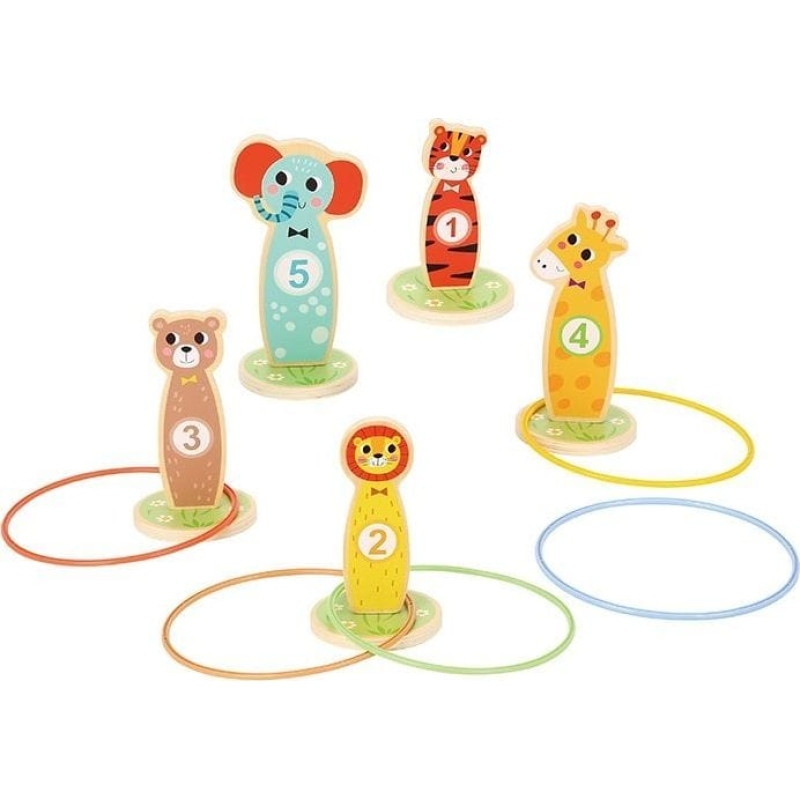 Tooky Toy Drewniana Gra Zręcznościowa Rzut Do Celu Zwierzątka 15 El.!