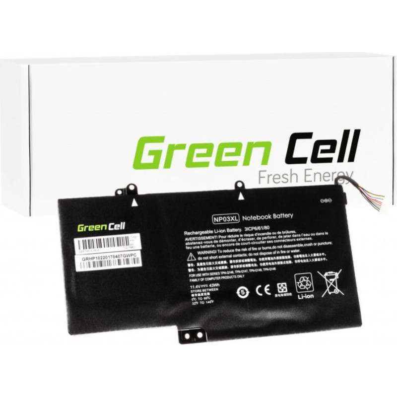 Green Cell Bateria Green Cell do HP NP03XL Envy x360 15-U Pavilion x360 3 cell, 700mAh, 11.4V (HP102)