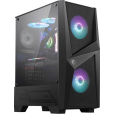MSI MAG FORGE 100R Mid Tower Gaming Computer Case 'Black, 2x 120mm ARGB PWM Fan, 1x 120mm Fan, 1-6 ARGB Hub, Mystic Light Sync, Tempered Glass Panel, ATX, mATX, mini-ITX'