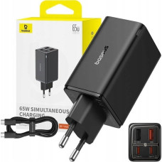 Baseus Ładowarka Baseus OS-Baseus GaN6 Pro Fast Charger 2C+2U 65W  EU Cluster Black((With:Mini White Cable Type-C to Type-C 100W(20V/5A) 1m Black）