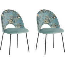 Shumee Zestaw 2 krzeseł do jadalni welurowy w kwiaty zielony COVELO