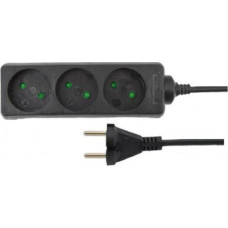 Awtools przedłużacz domowy czarny bez uziemienia 3 gniazda 5,0m (AW24652)