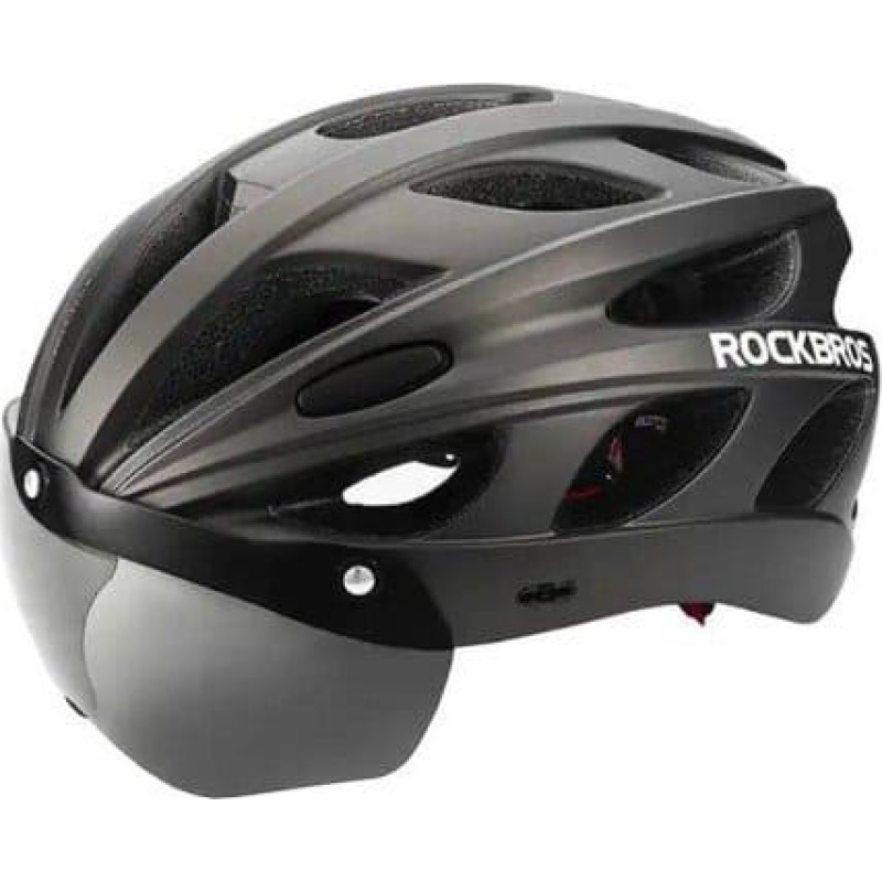 Rockbros Kask rowerowy regulowany + okulary Rockbros TT-16 (czarny)