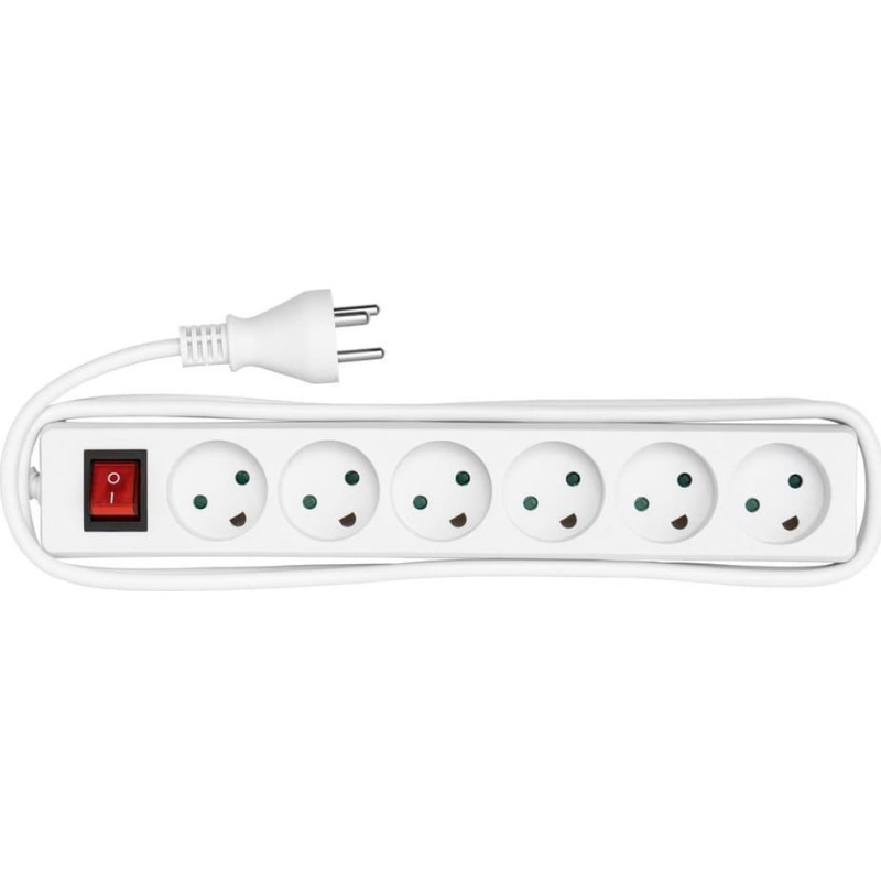 Microconnect Kabel zasilający MicroConnect Power strip 6 outlets 3m White
