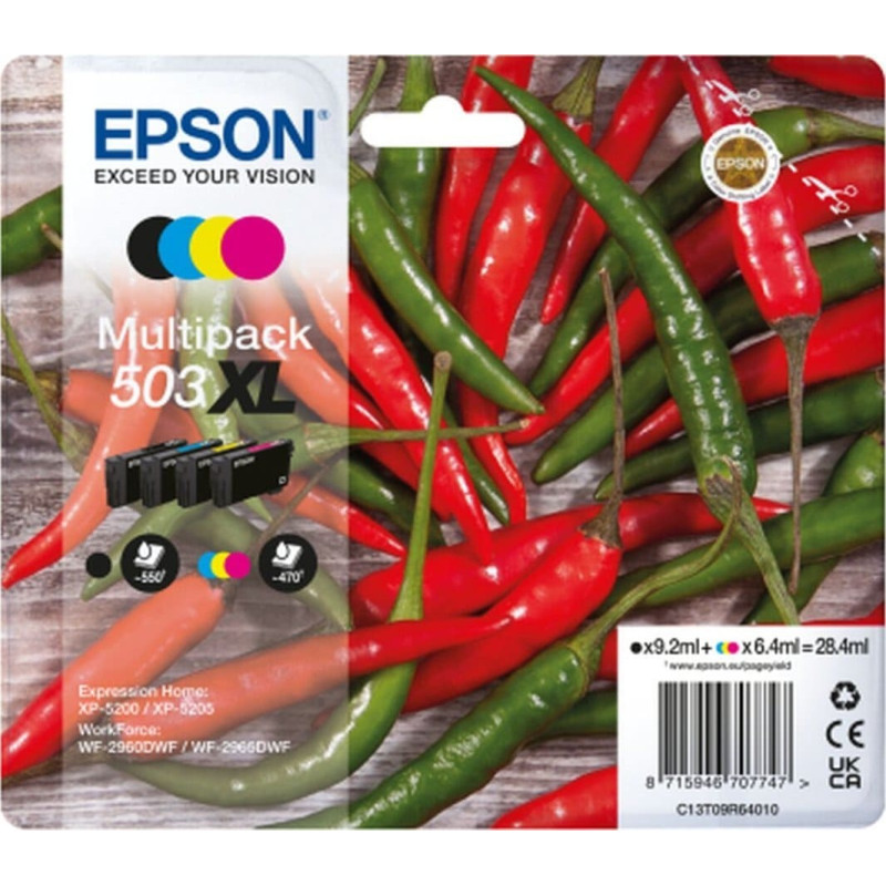 Epson Tusz Epson Epson 503XL Multipack - 4er-Pack - XL - Schwarz, Gelb, Cyan, Magenta - original - Blister mit RF- / akustischem Alarmsignal - Tintenpatrone - fur Expression Home XP-5200, XP-5205, WorkForce WF-2960DWF, WF-2965DWF
