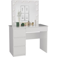 Topeshop Toaletka z lustrem, biurko, lewe, Mijas, 98x51x146 cm, biały, mat